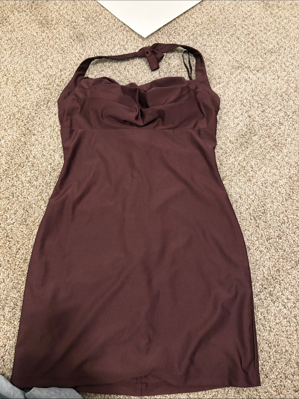Classic Halter Sheath Dress in Deep Burgundy